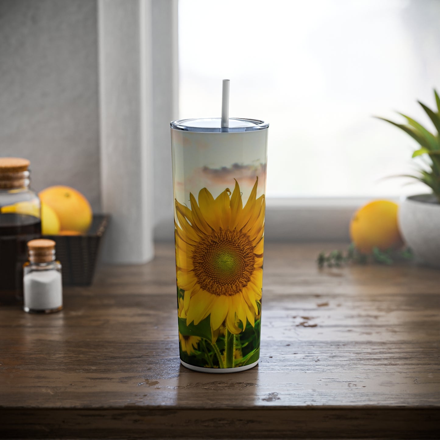 Skinny Steel Tumbler with Straw, 20oz