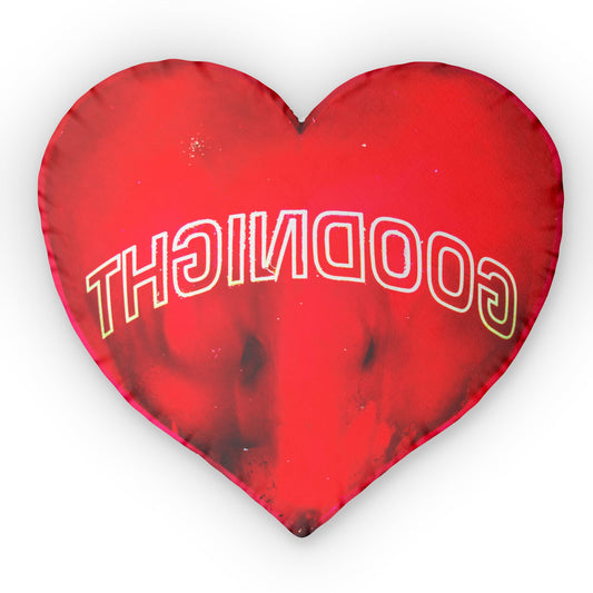 Custom Heart Shaped Pillow with 'Goodnight' Text | Cozy Home Decor, Cute Gift for Couples, Bedroom Decor, Valentine's Day Gift, Comfort Item