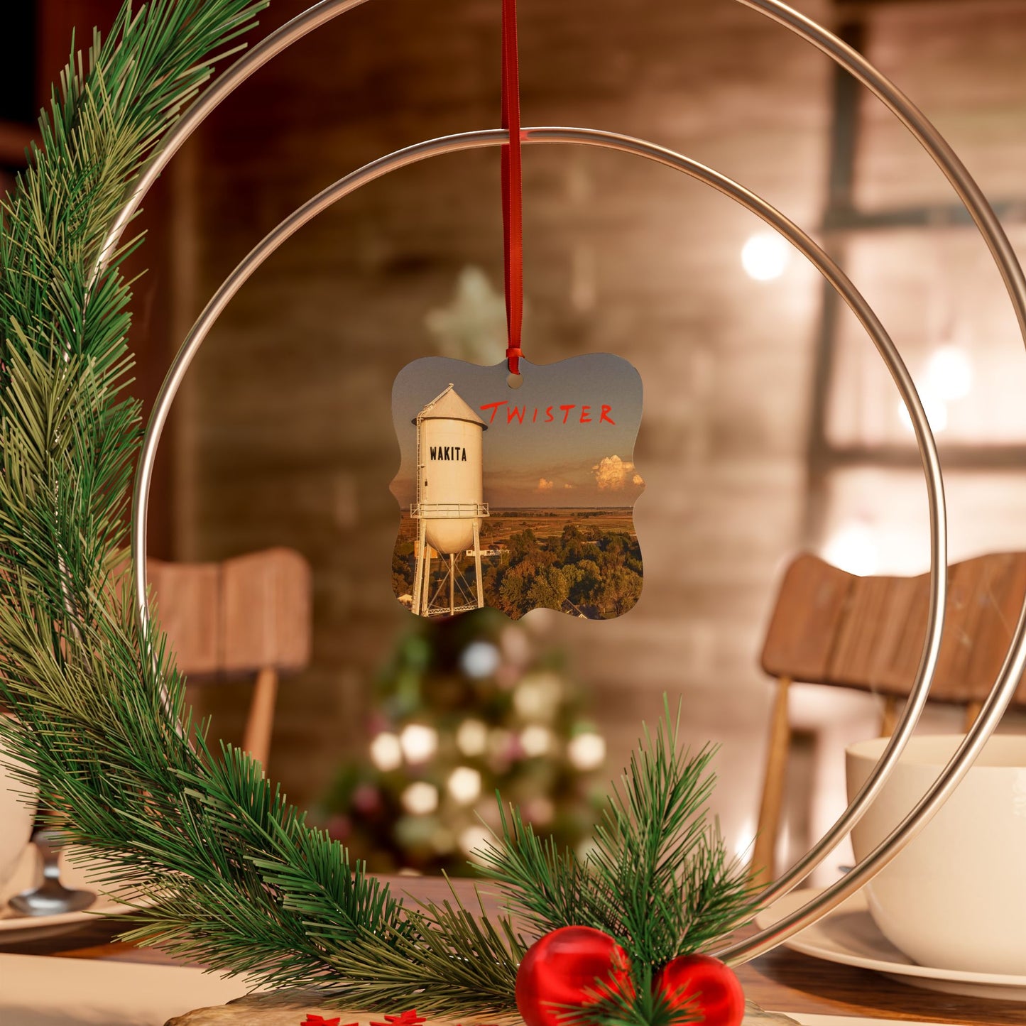 Twister Themed Aluminum Ornament Set - Perfect for Gifts & Holiday Decor