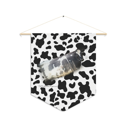 Cow Print Wall Pennant with Vintage Bottle Design