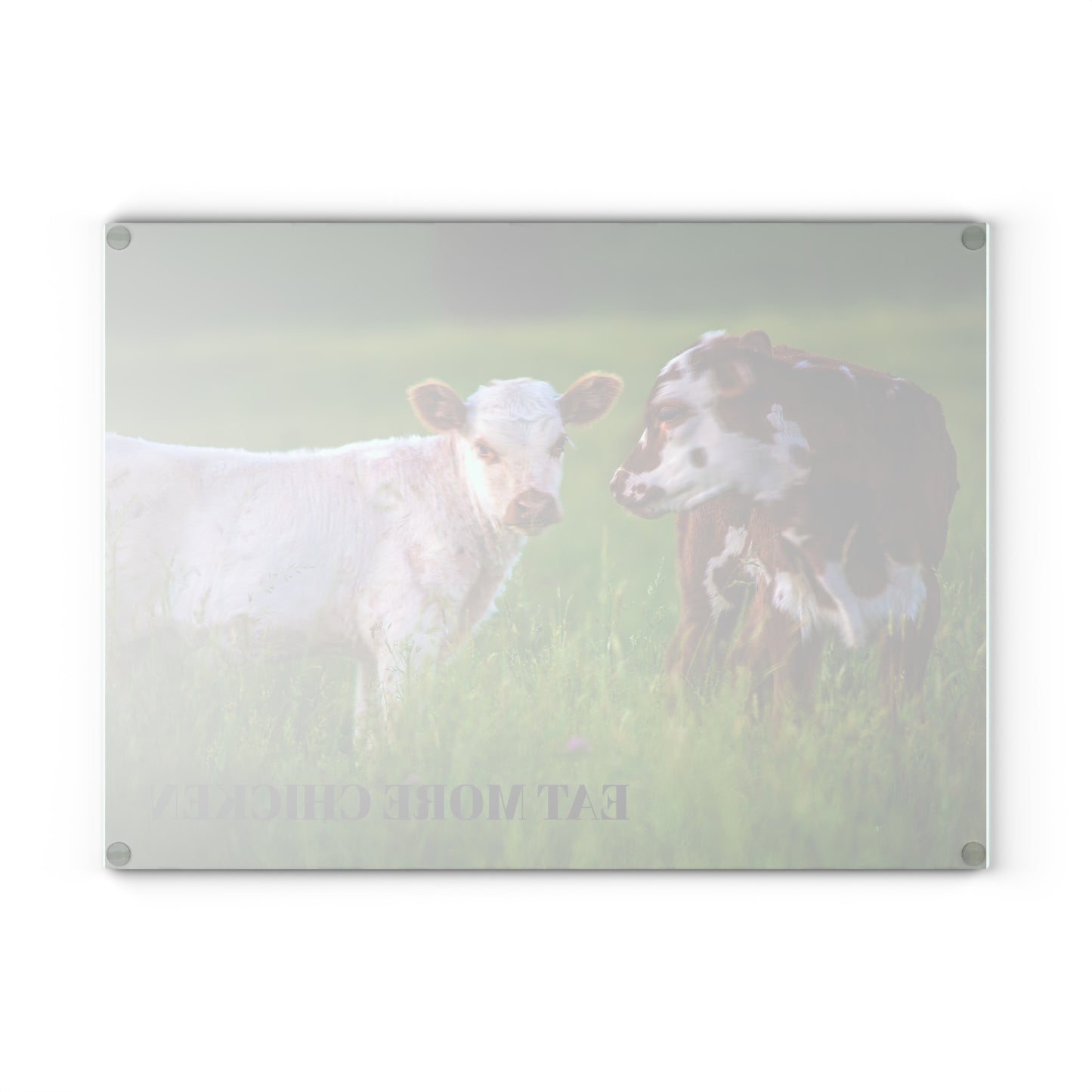 Rustic Glass Cutting Board | 'Eat More Chicken' Design for Farm Lovers & Home Chefs