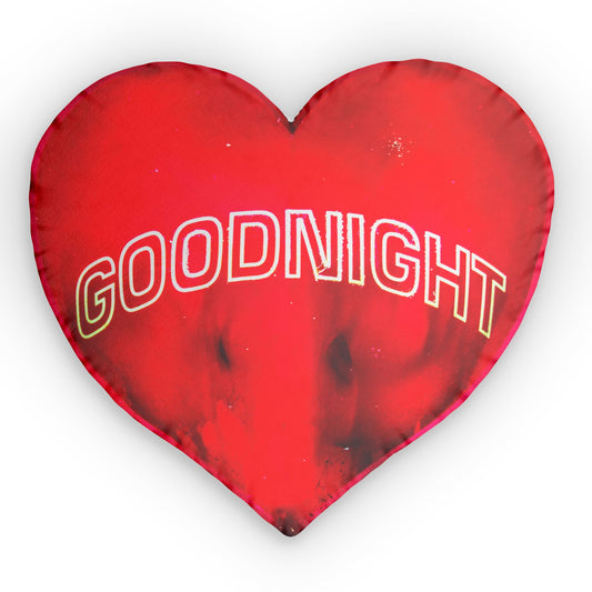 Custom Heart Shaped Pillow with 'Goodnight' Text | Cozy Home Decor, Cute Gift for Couples, Bedroom Decor, Valentine's Day Gift, Comfort Item