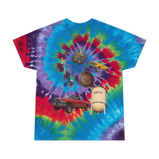 Colorful Tie-Dye Tee with Retro Images - Perfect for Summer Vibes