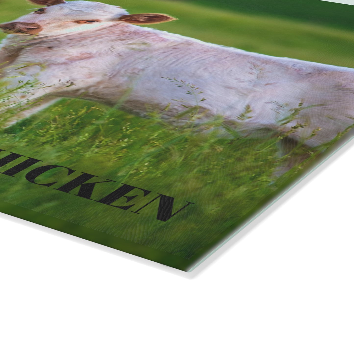 Rustic Glass Cutting Board | 'Eat More Chicken' Design for Farm Lovers & Home Chefs