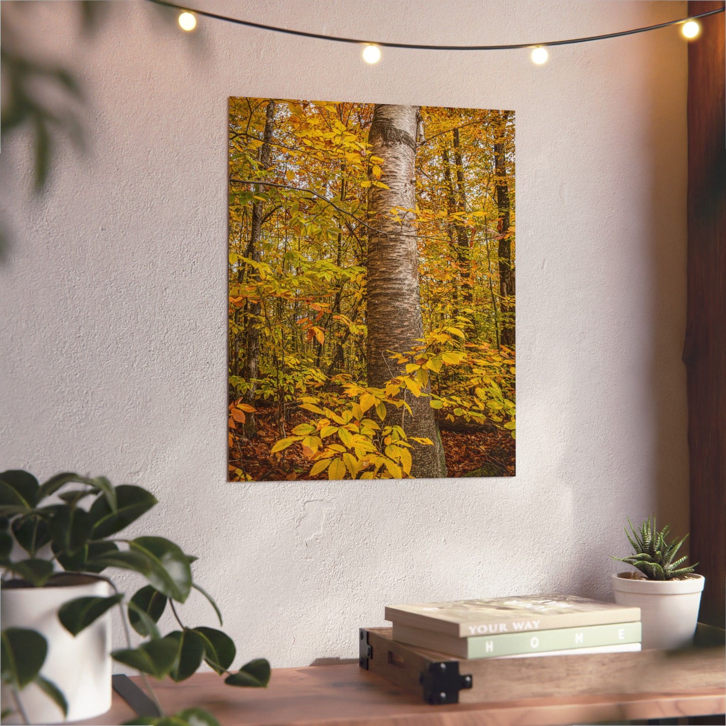 Autumn Nature Wall Art, Metal Print of Birch Tree, Rustic Home Decor, Fall Decoration, Woodland Photography, Nature Lover Gift