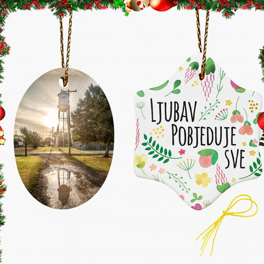 Christmas Tree-Shaped Oval Ceramic Pendant