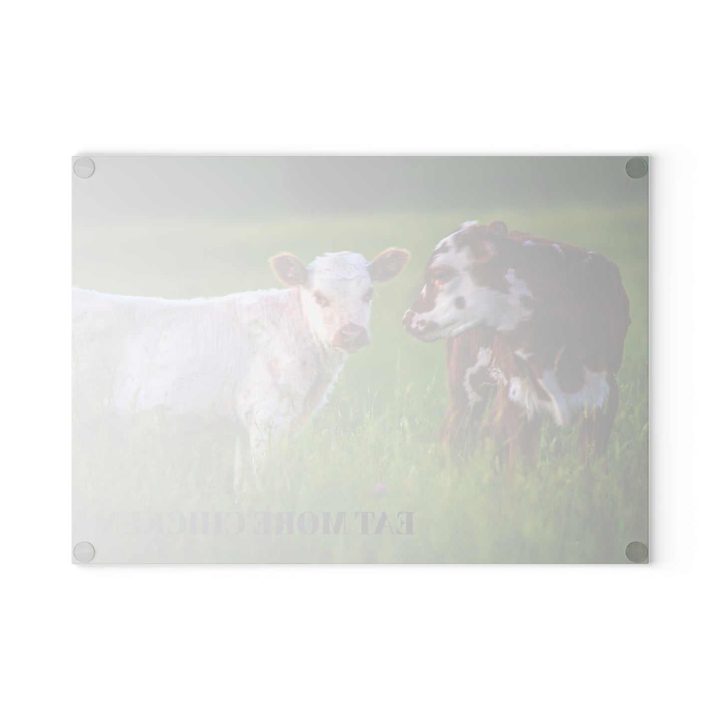 Rustic Glass Cutting Board | 'Eat More Chicken' Design for Farm Lovers & Home Chefs