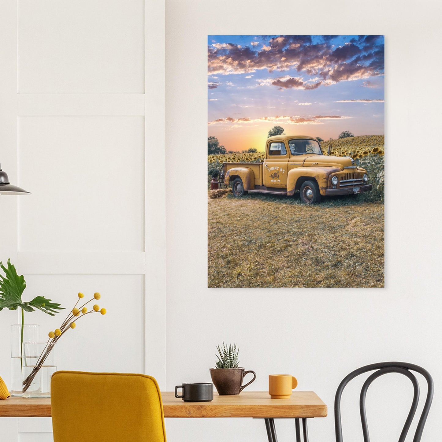 Aluminum Print Sunfower Truck