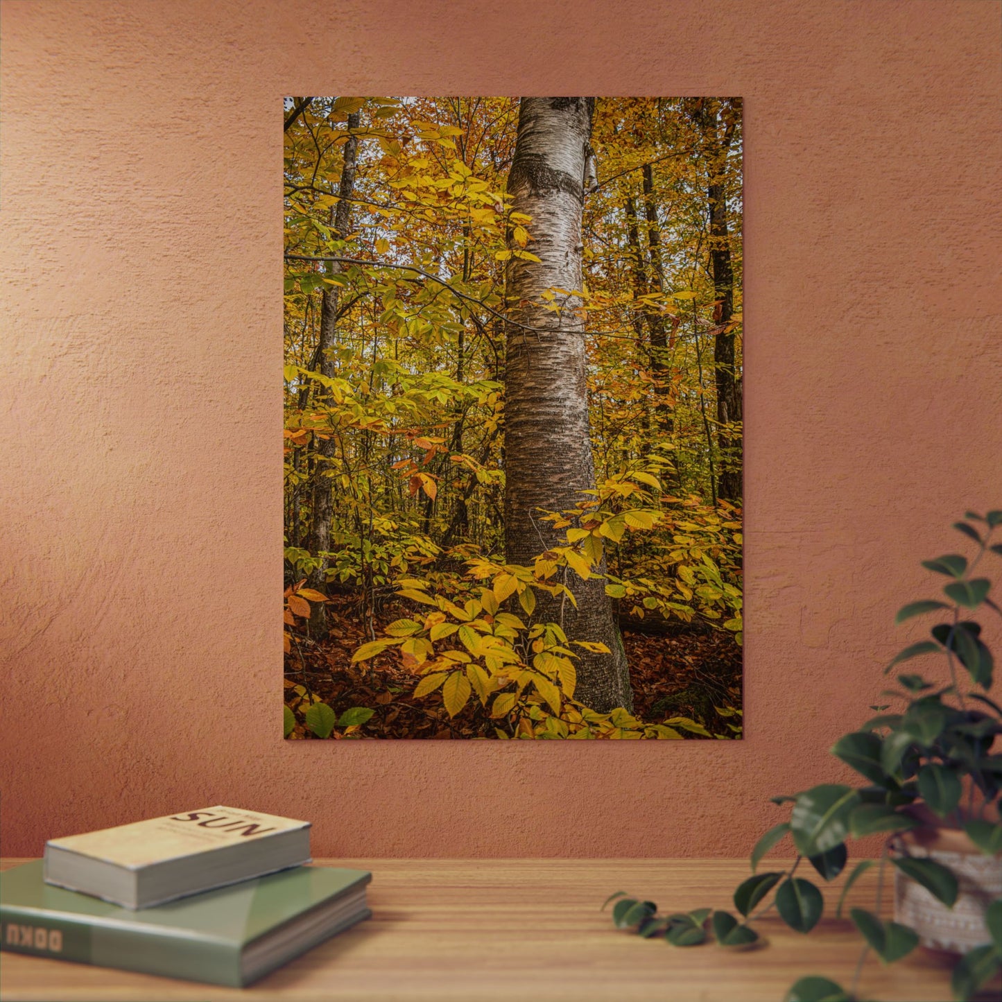Autumn Nature Wall Art, Metal Print of Birch Tree, Rustic Home Decor, Fall Decoration, Woodland Photography, Nature Lover Gift