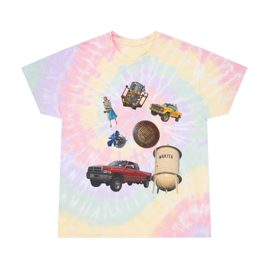 Colorful Tie-Dye Tee with Retro Images - Perfect for Summer Vibes