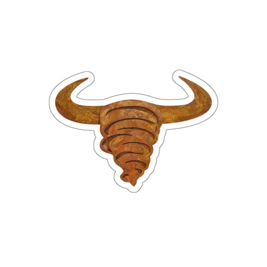 Rust Spiral Bull Die-Cut Sticker — Rustic Horns Laptop Decal
