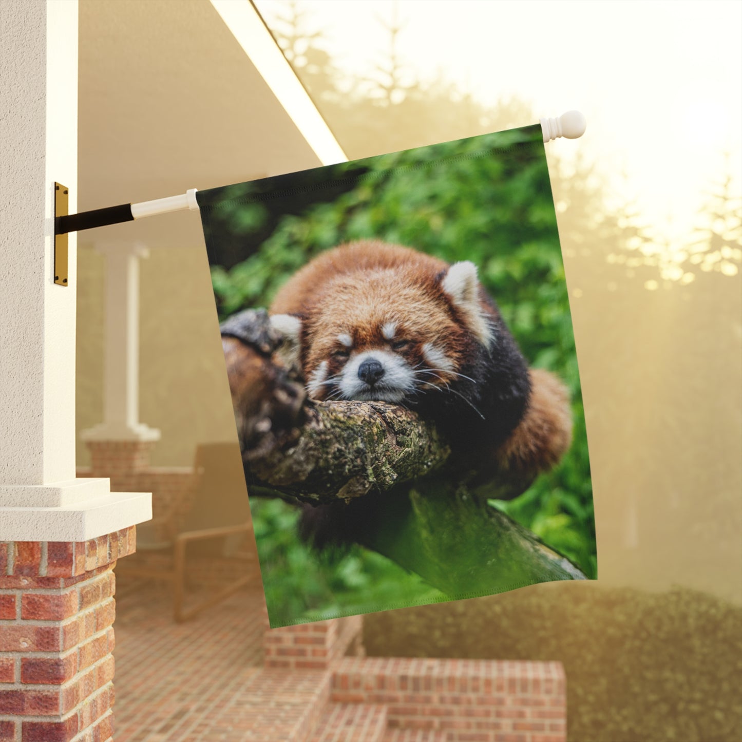 Red Panda Garden Flag — Cute Sleeping Red Panda Outdoor Banner for Yard & Porch