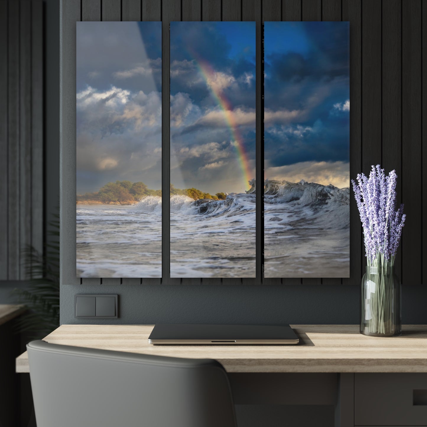 Hawaii Lahaina Rainbow Acrylic Prints (Triptych)