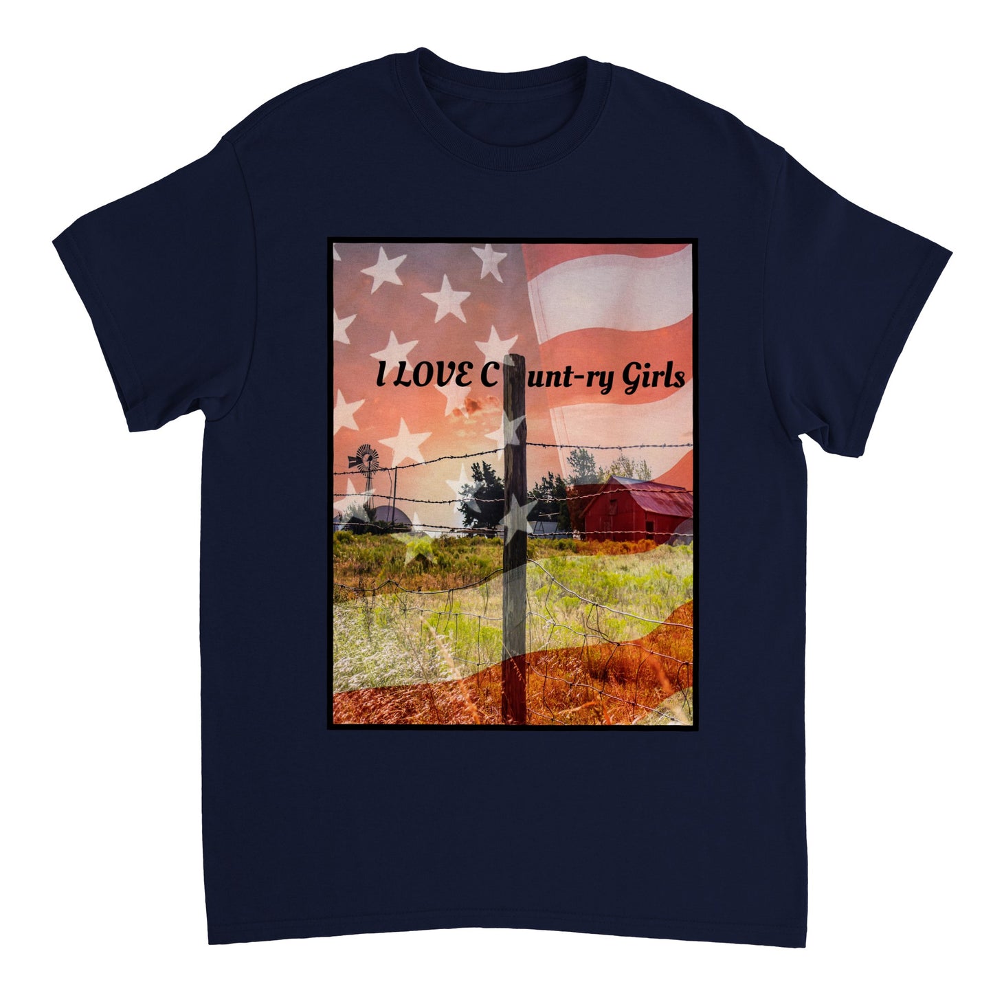 I LOVE COUNTRY GIRLS Heavyweight Unisex Crewneck T-shirt