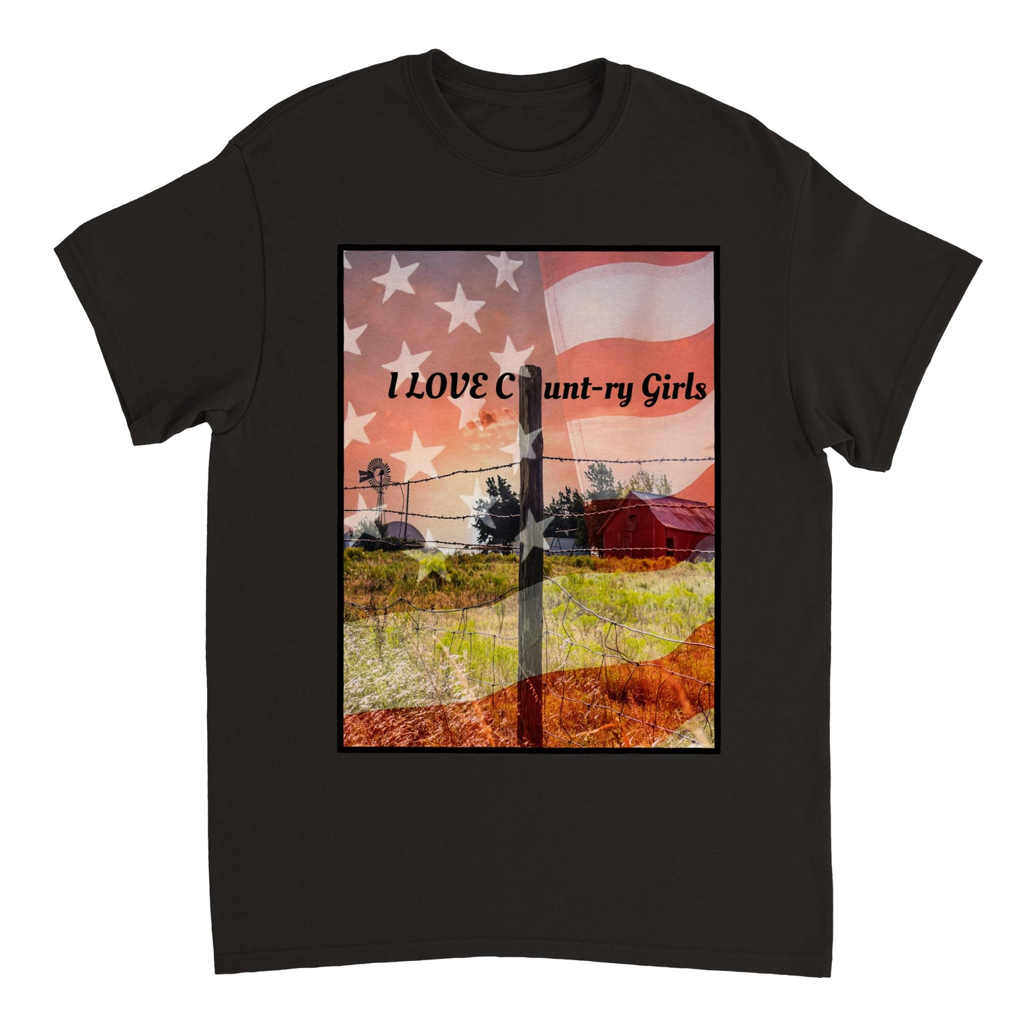 I LOVE COUNTRY GIRLS Heavyweight Unisex Crewneck T-shirt