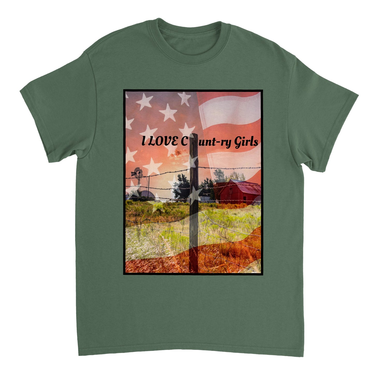 I LOVE COUNTRY GIRLS Heavyweight Unisex Crewneck T-shirt