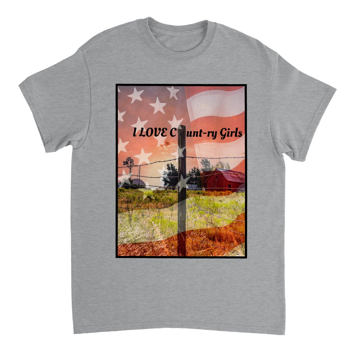 I LOVE COUNTRY GIRLS Heavyweight Unisex Crewneck T-shirt