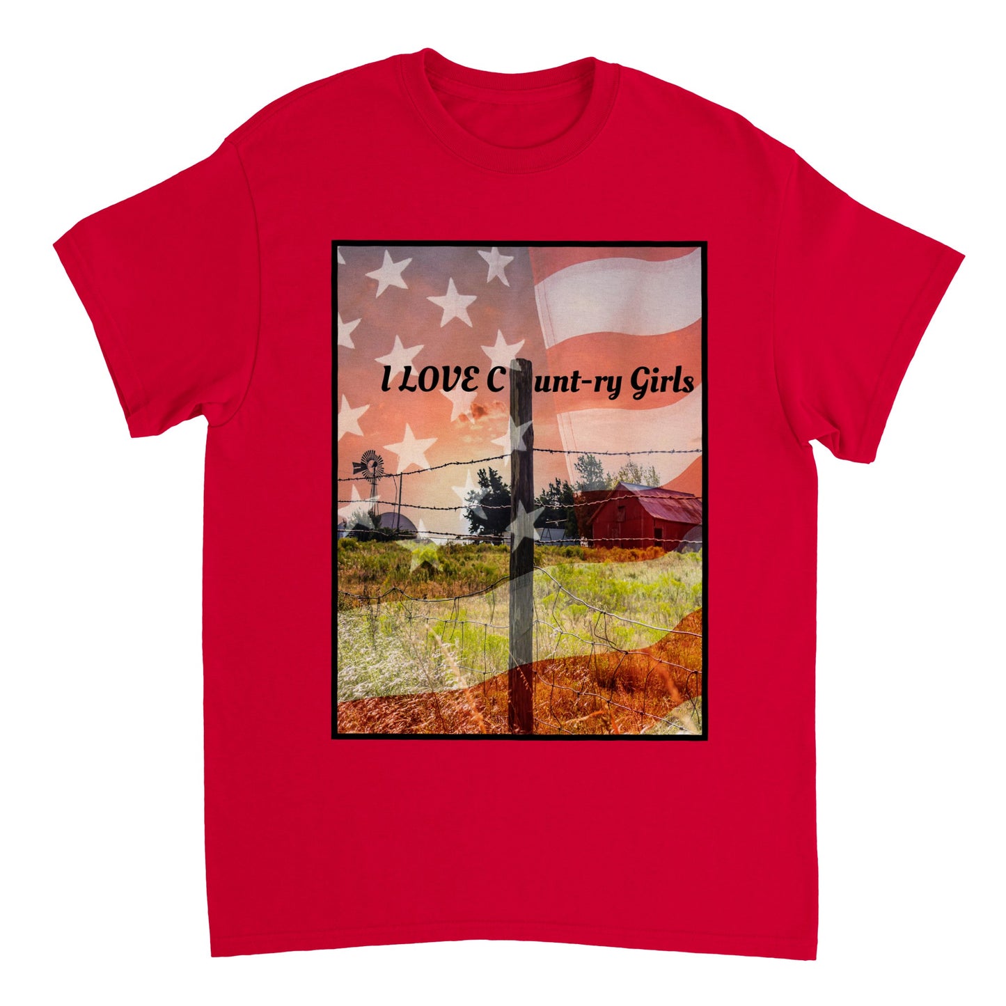 I LOVE COUNTRY GIRLS Heavyweight Unisex Crewneck T-shirt