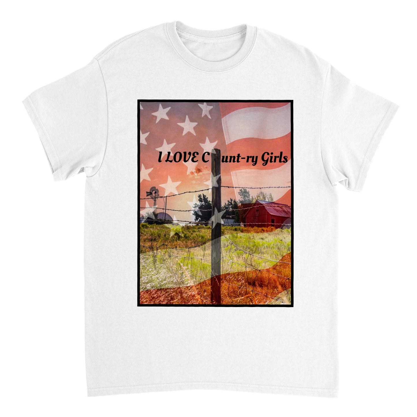I LOVE COUNTRY GIRLS Heavyweight Unisex Crewneck T-shirt