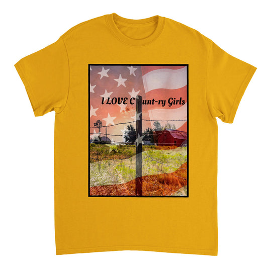 I LOVE COUNTRY GIRLS Heavyweight Unisex Crewneck T-shirt