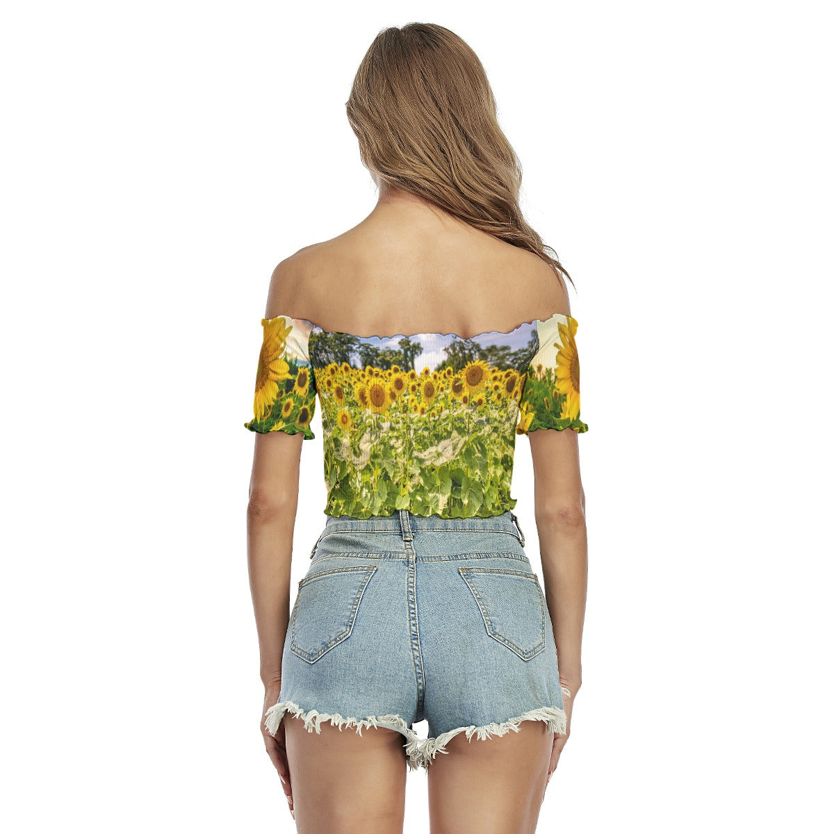 All-Over Print Women's One-shoulder Off-the-navel Short Sleeve T-shirt