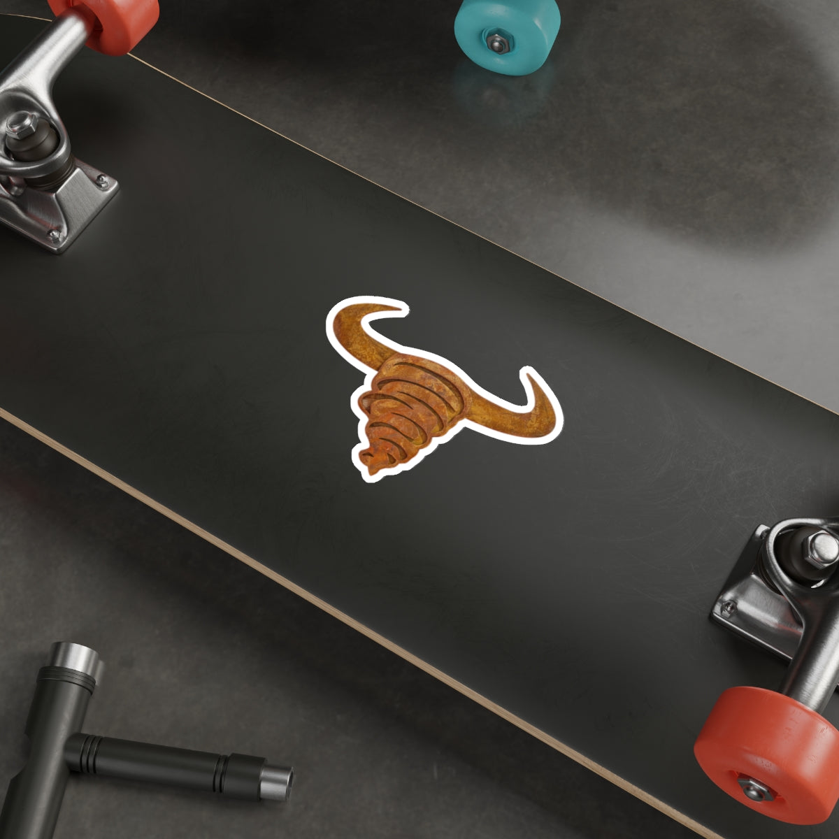 Rust Spiral Bull Die-Cut Sticker — Rustic Horns Laptop Decal