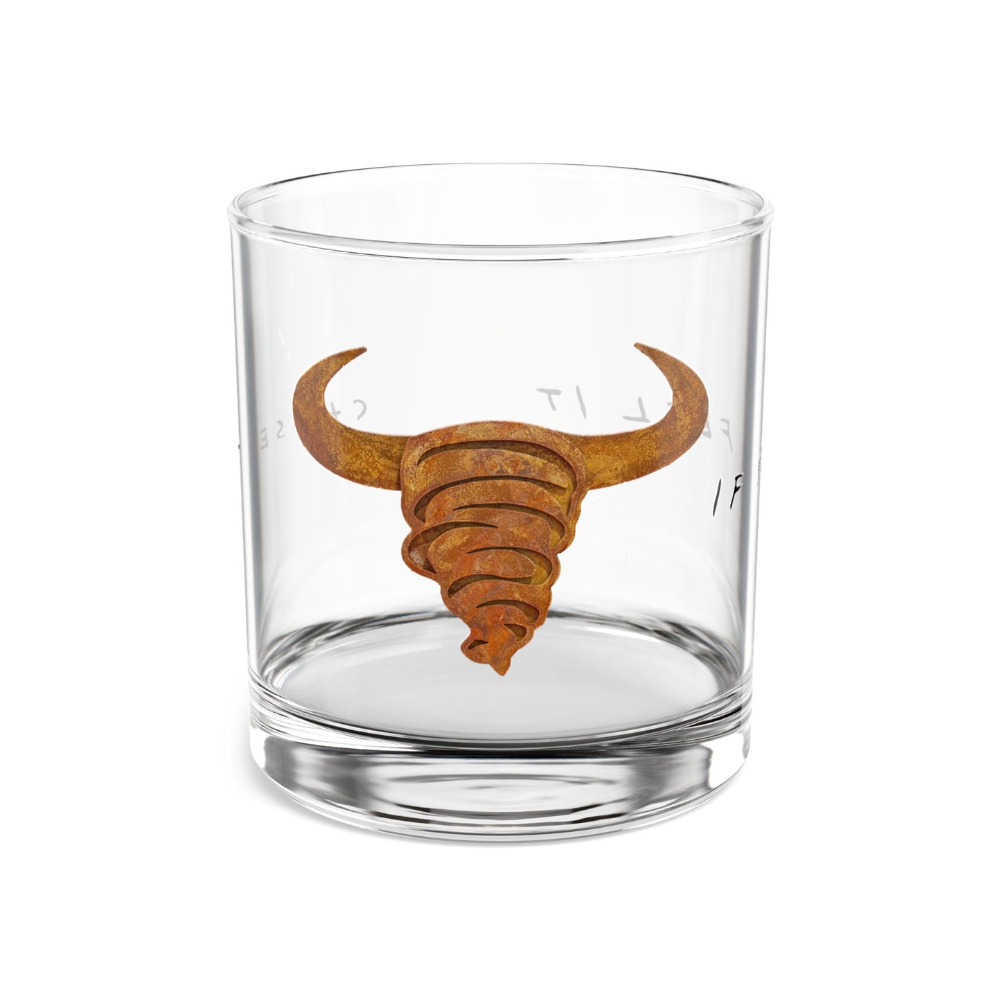 Bull Horn Rocks Glass — 10oz Whiskey Tumbler with Rustic Bull Skull Design