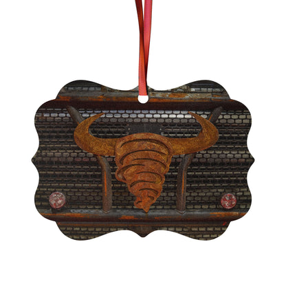 Rustic Metal Bull Ornament - Unique Aluminum Christmas or Decor Gift