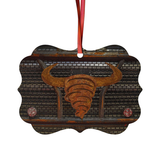 Rustic Metal Bull Ornament - Unique Aluminum Christmas or Decor Gift