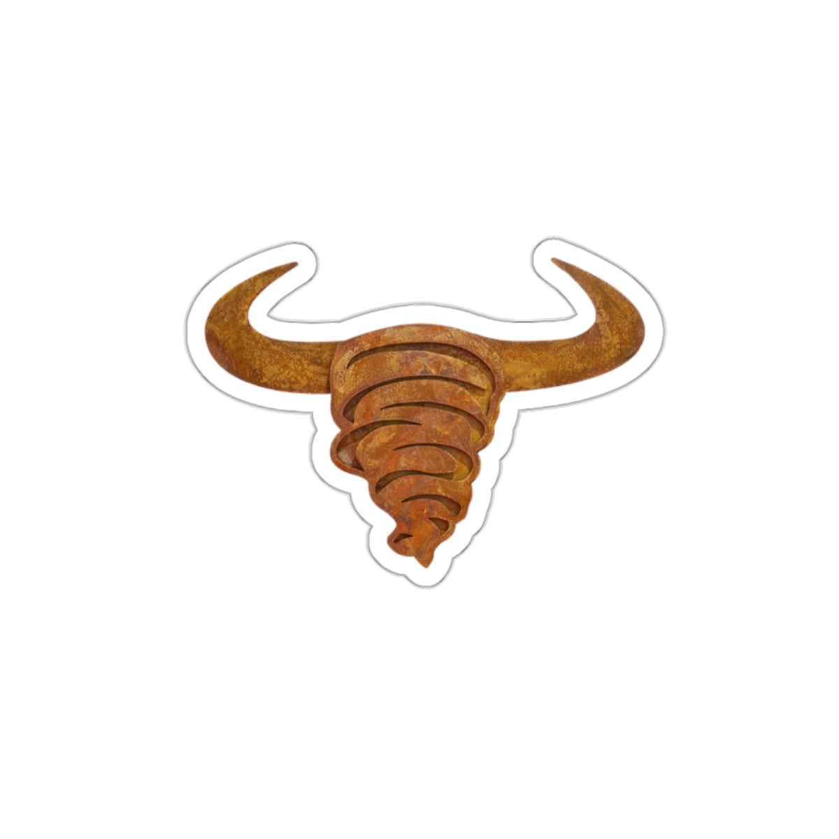 Rust Spiral Bull Die-Cut Sticker — Rustic Horns Laptop Decal