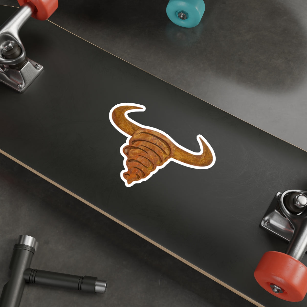 Rust Spiral Bull Die-Cut Sticker — Rustic Horns Laptop Decal