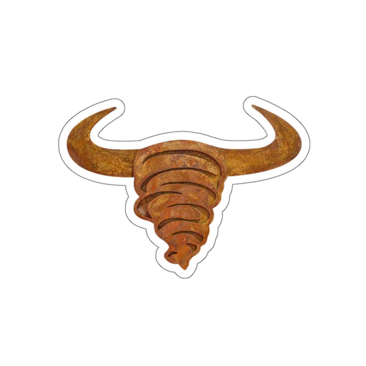 Rust Spiral Bull Die-Cut Sticker — Rustic Horns Laptop Decal