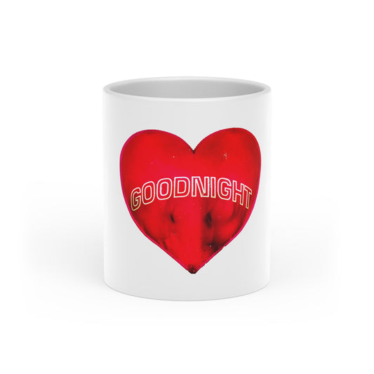 Goodnight Heart Mug — Red Heart Graphic Coffee Cup, Romantic Gift for Valentines & Bedtime