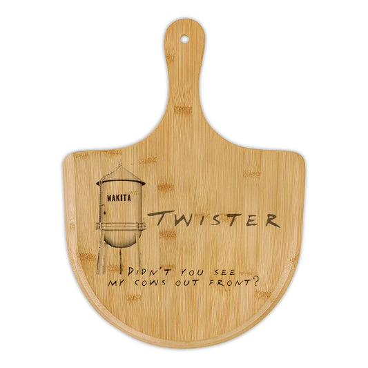 Bamboo Pizza Peel — Engraved 'Twister' Design Pizza Board