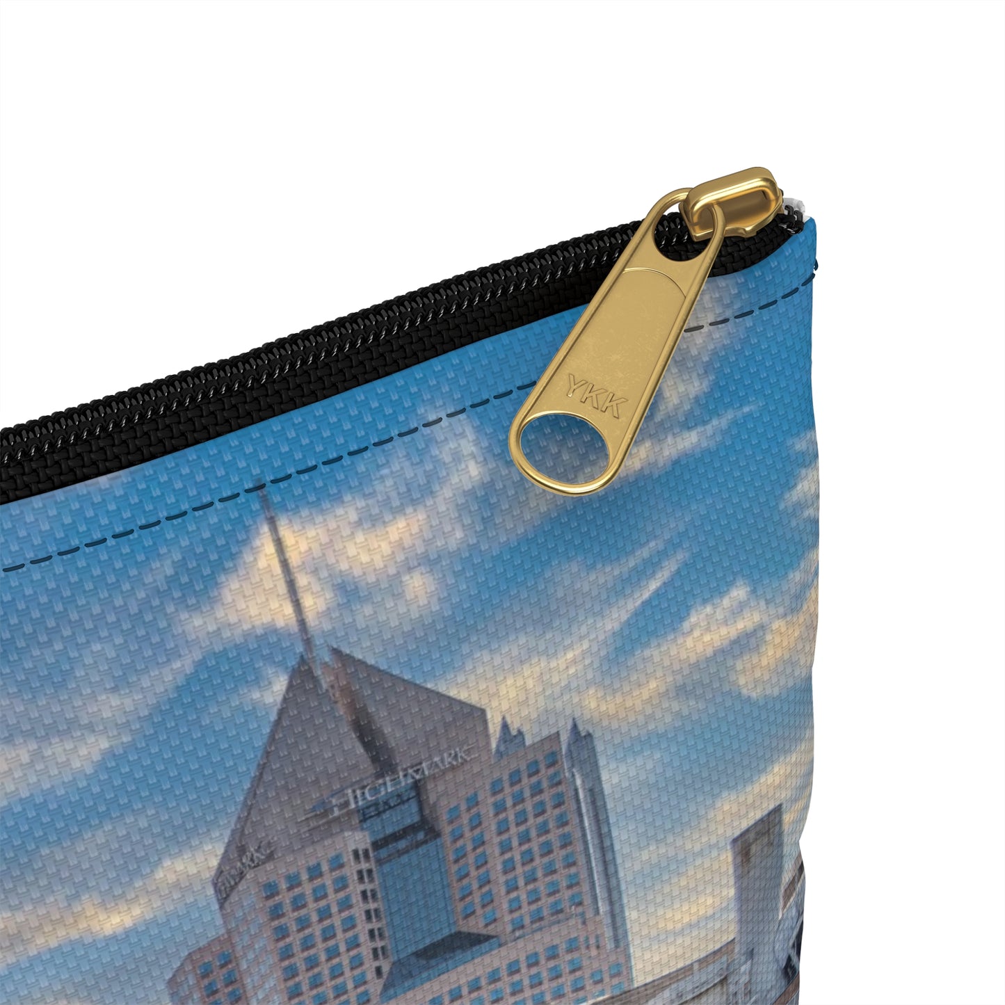 Pittsburgh Skyline Accessory Pouch — Yellow Bridge Cityscape Travel Organizer