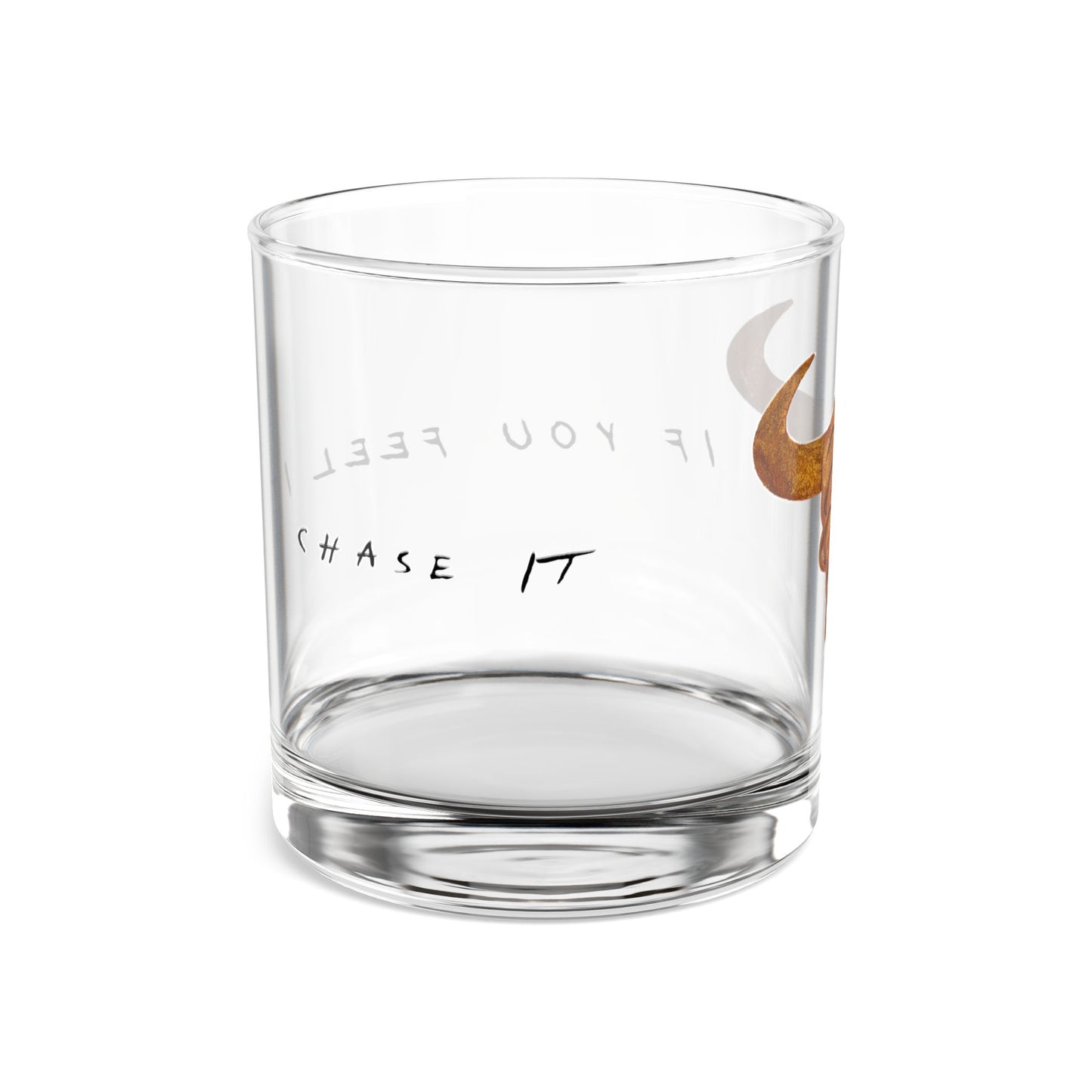 Bull Horn Rocks Glass — 10oz Whiskey Tumbler with Rustic Bull Skull Design