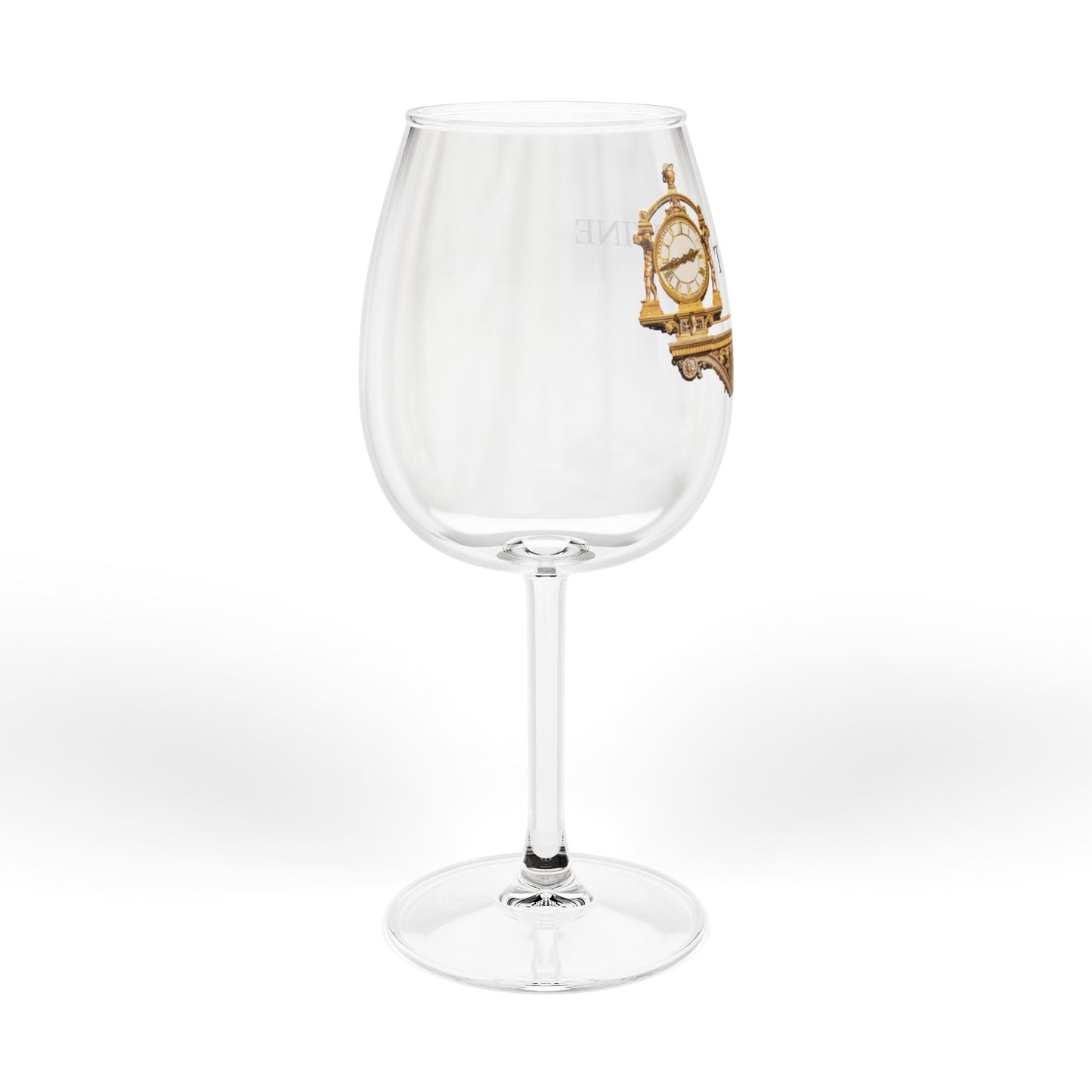 12oz Wine Glass — "Time FOR WINE" Clock Design, Elegant Vintage-Inspired Stemware