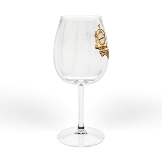 12oz Wine Glass — "Time FOR WINE" Clock Design, Elegant Vintage-Inspired Stemware