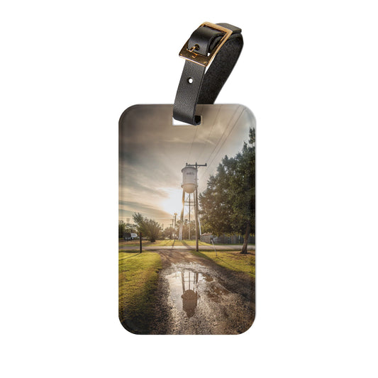 Water Tower Reflection Luggage Tag — Scenic Vintage Travel ID