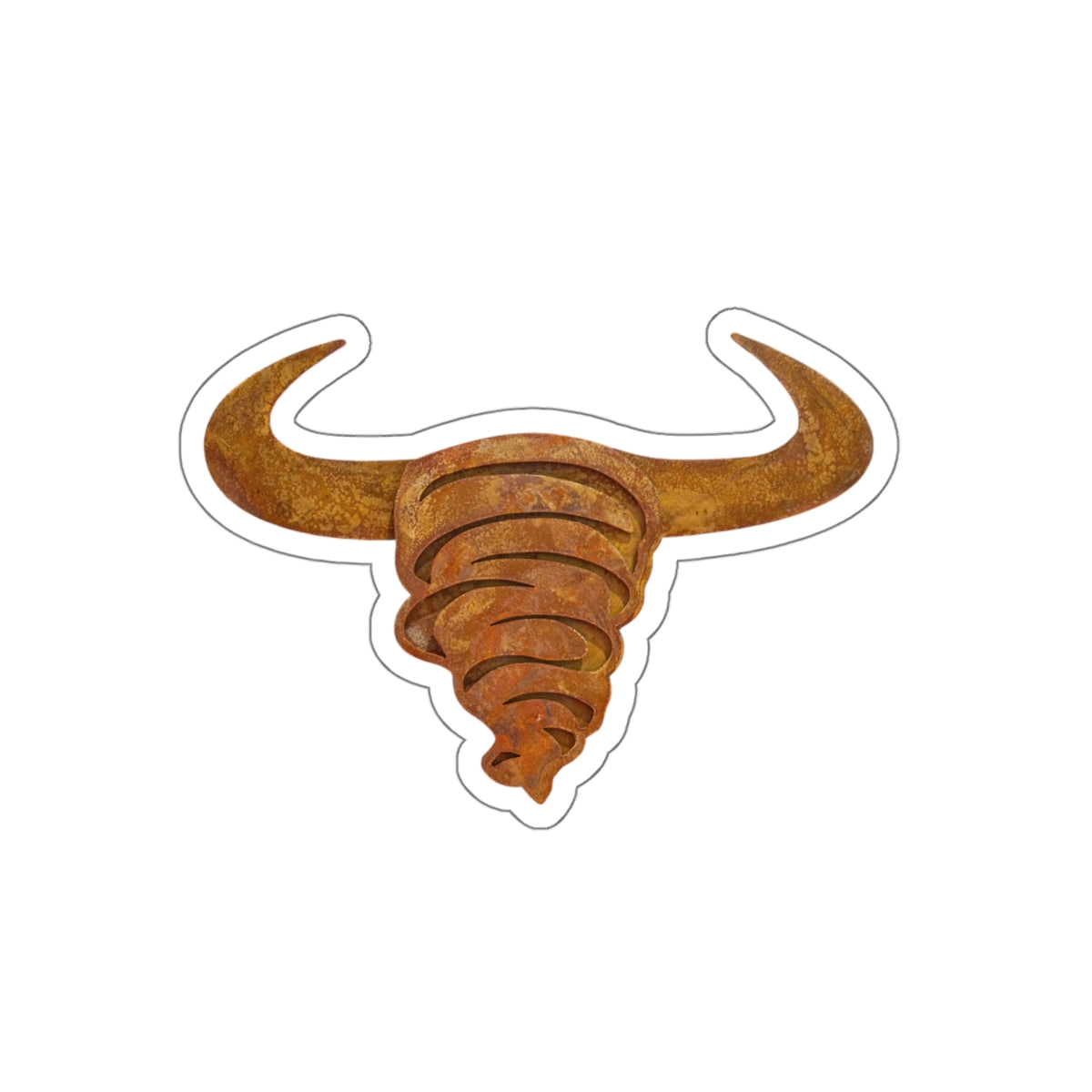 Rust Spiral Bull Die-Cut Sticker — Rustic Horns Laptop Decal