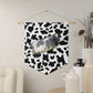 Cow Print Wall Pennant with Vintage Bottle Design