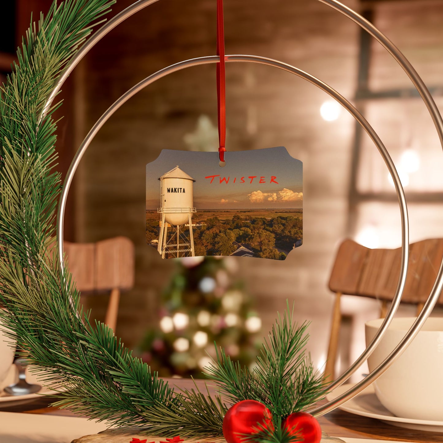 Twister Themed Aluminum Ornament Set - Perfect for Gifts & Holiday Decor