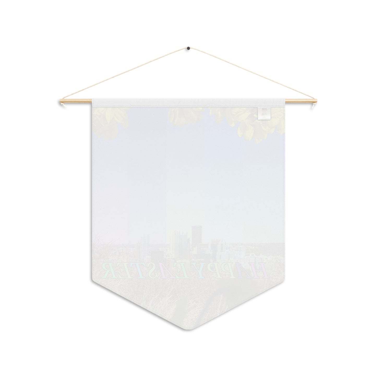 Happy Easter Floral Pennant Banner — Spring Holiday Wall Flag