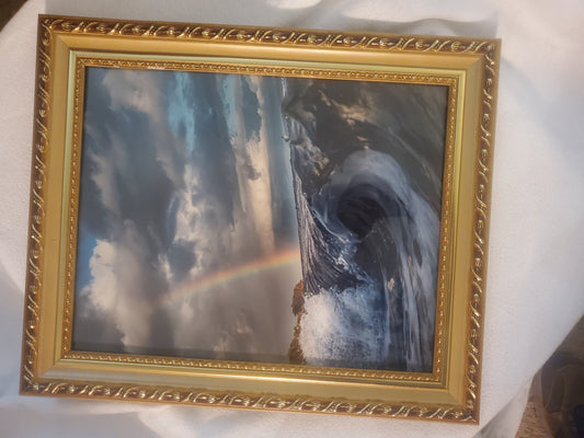 Frame gold Wave print