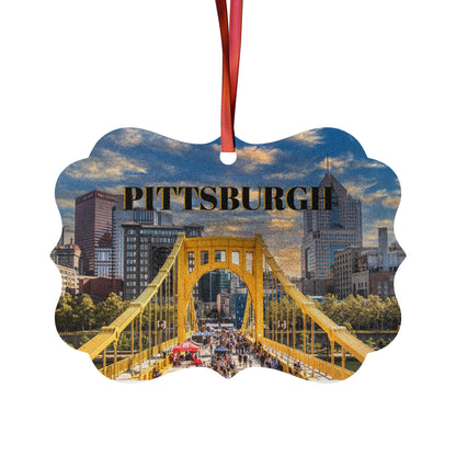 Pittsburgh Aluminum Ornament Set - Custom Decorative Holiday Ornaments