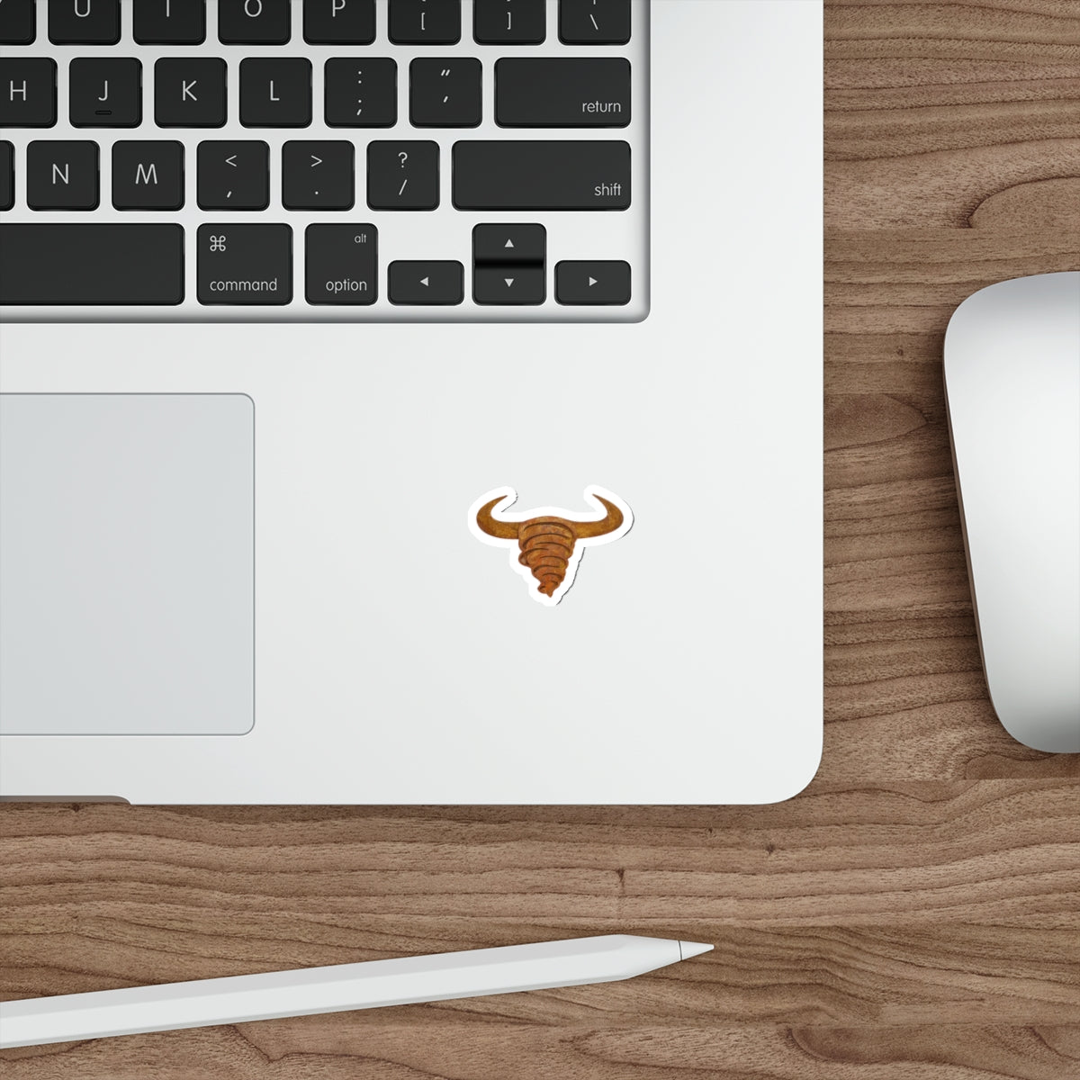 Rust Spiral Bull Die-Cut Sticker — Rustic Horns Laptop Decal