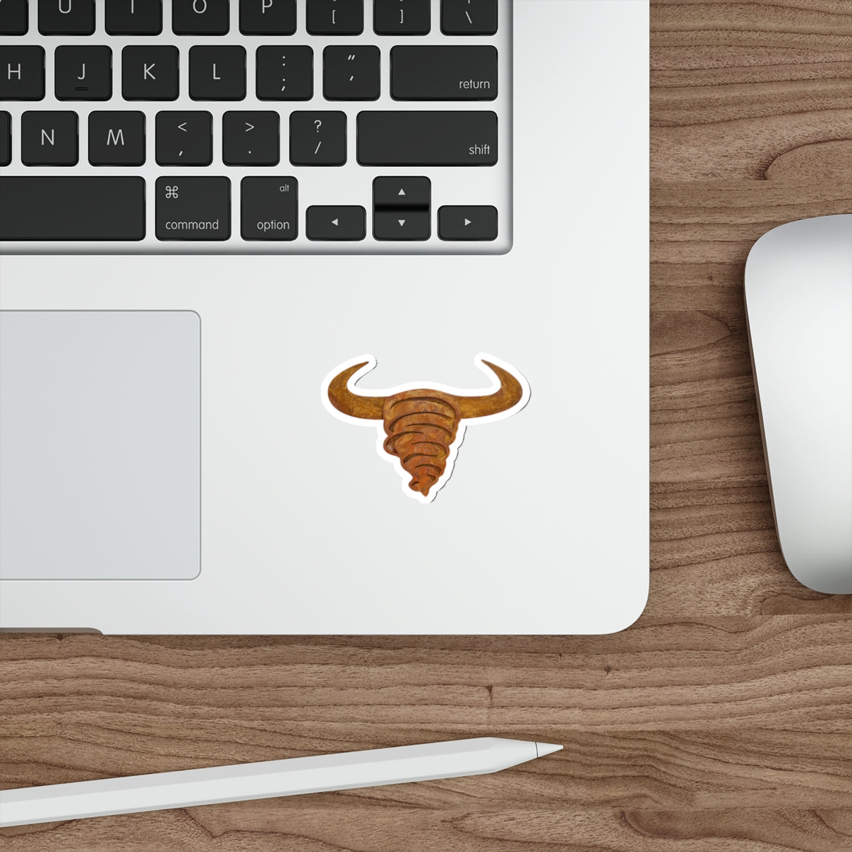 Rust Spiral Bull Die-Cut Sticker — Rustic Horns Laptop Decal