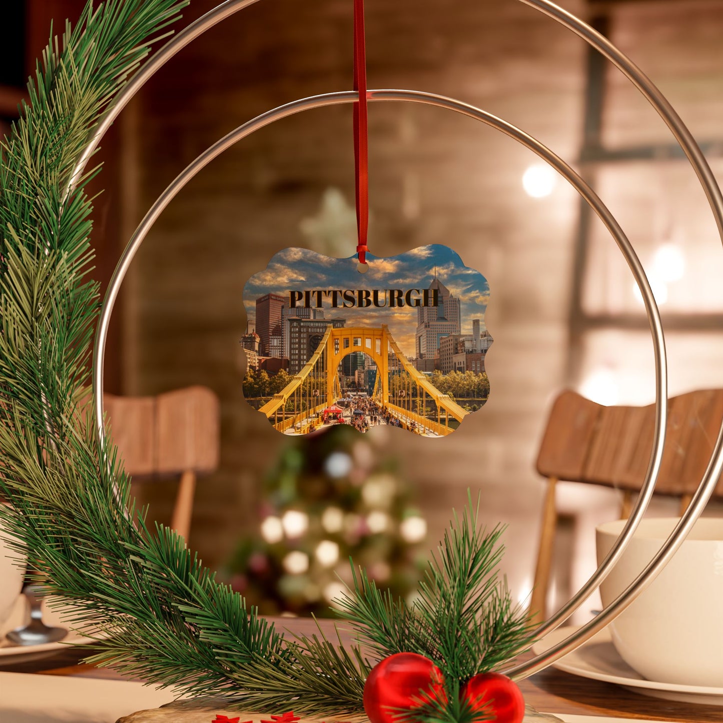 Pittsburgh Aluminum Ornament Set - Custom Decorative Holiday Ornaments