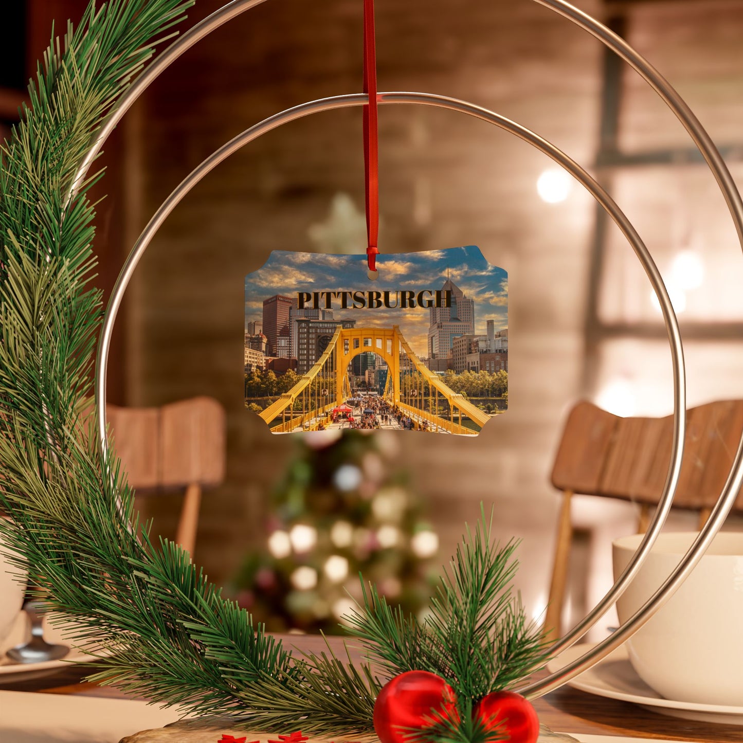 Pittsburgh Aluminum Ornament Set - Custom Decorative Holiday Ornaments