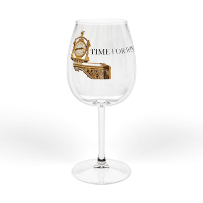 12oz Wine Glass — "Time FOR WINE" Clock Design, Elegant Vintage-Inspired Stemware